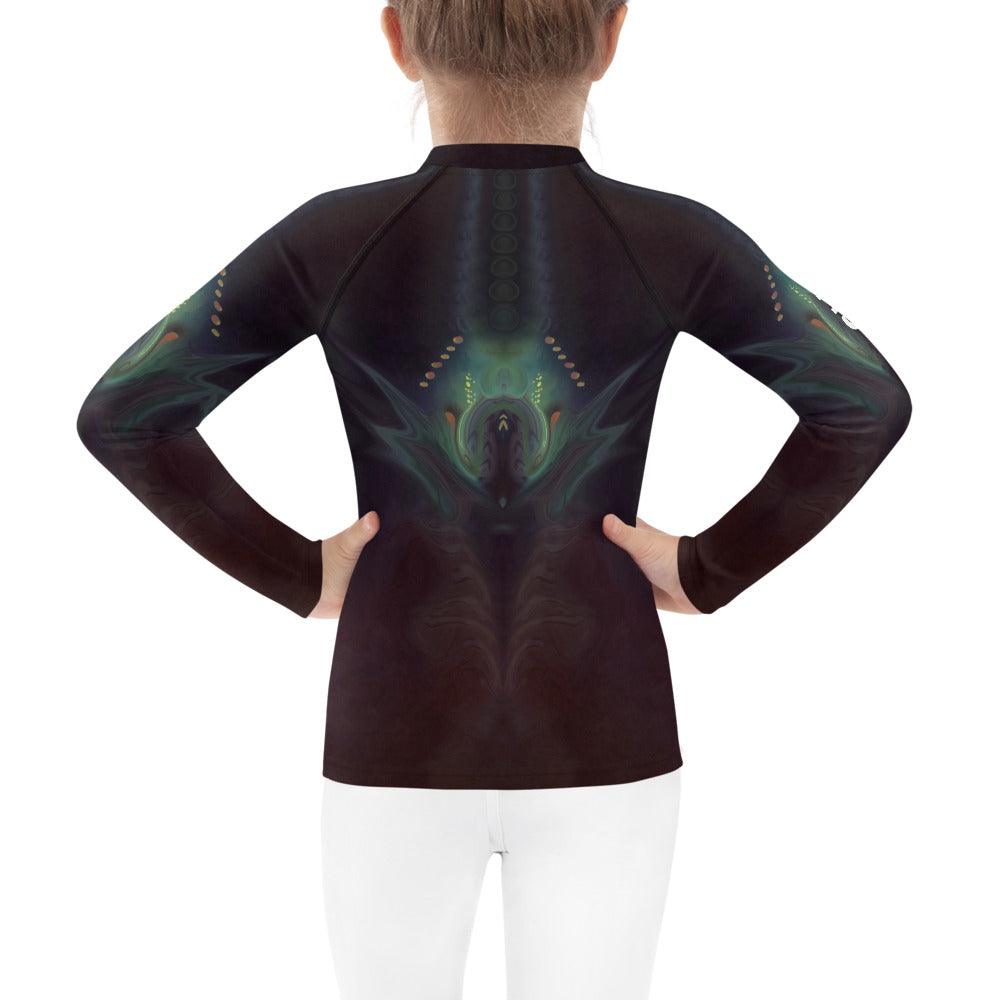 Rear view of CB3-88 Kids Rash Guard showcasing UV protection material.