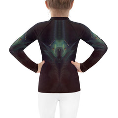 Rear view of CB3-88 Kids Rash Guard showcasing UV protection material.