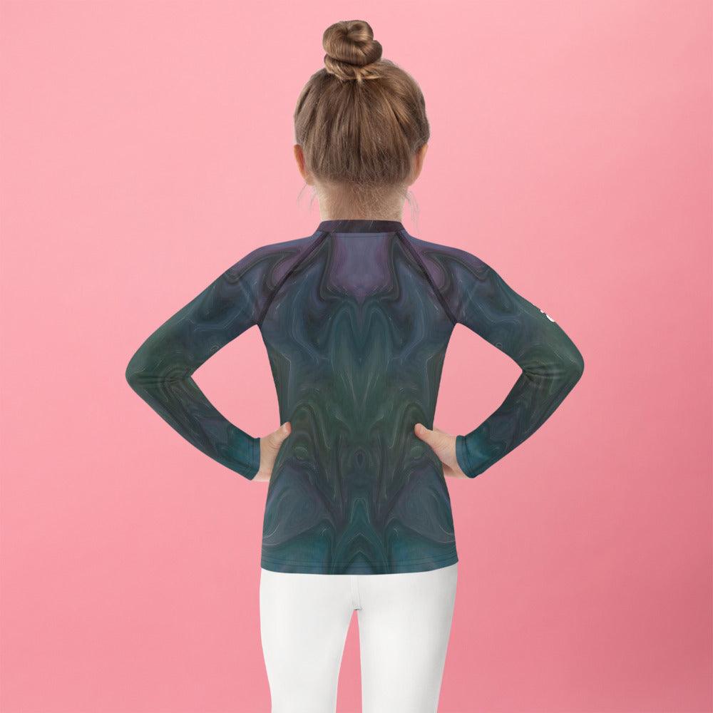 Close-up of CB3-103 kids rash guard material and texture