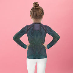 Close-up of CB3-103 kids rash guard material and texture