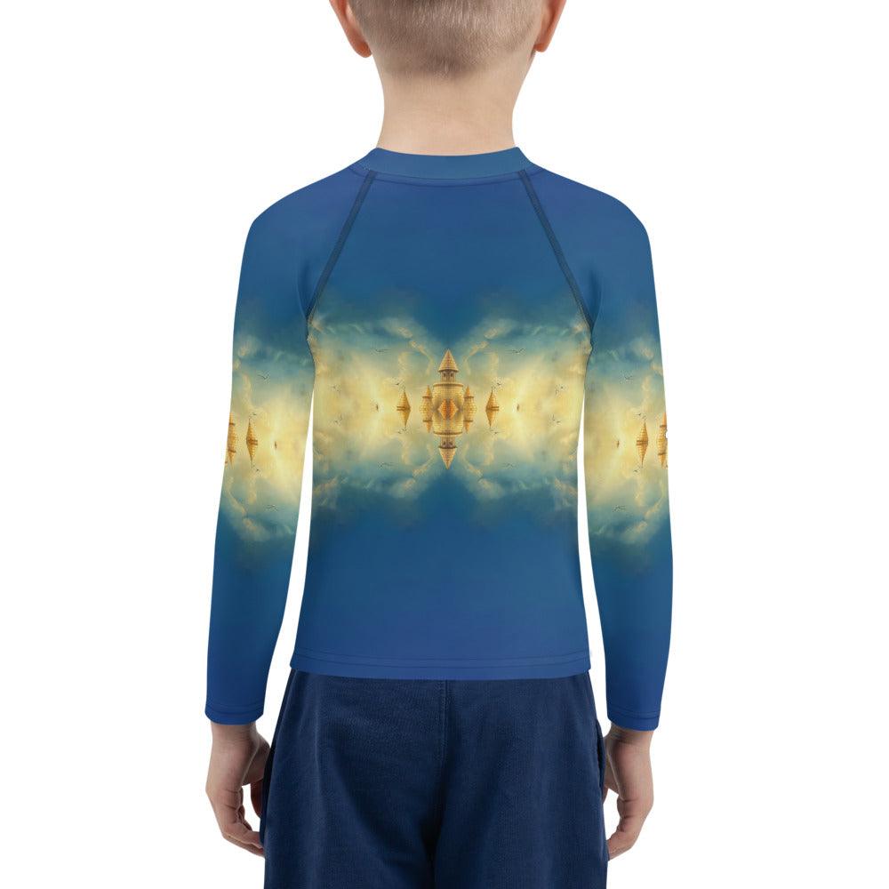 Close-up of CB3-121 Kids Rash Guard material and stitching