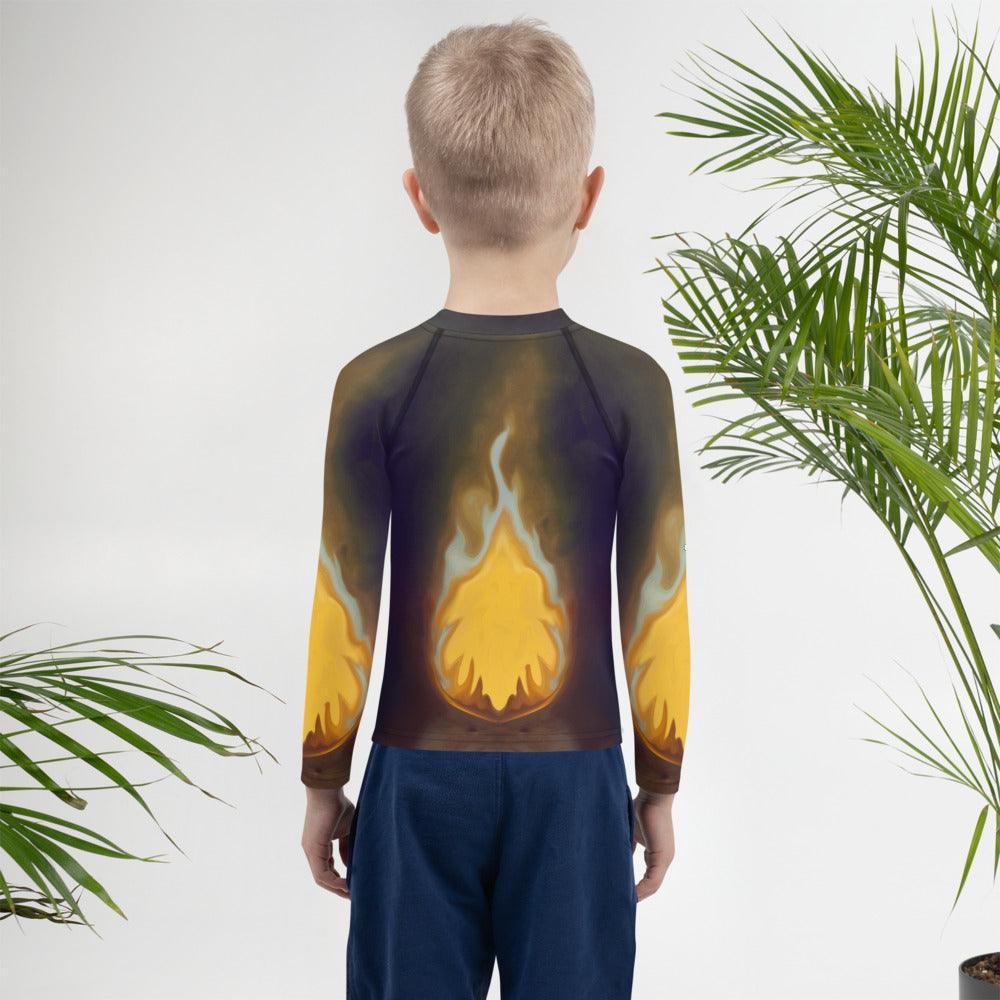 Kid swimming in the pool wearing CB3-106 protective rash guard