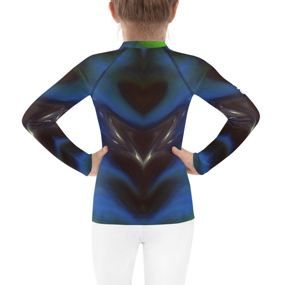 Rear view of CB3-133 Kids Rash Guard, showcasing the design.