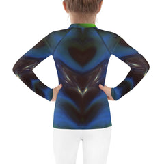 Rear view of CB3-133 Kids Rash Guard, showcasing the design.