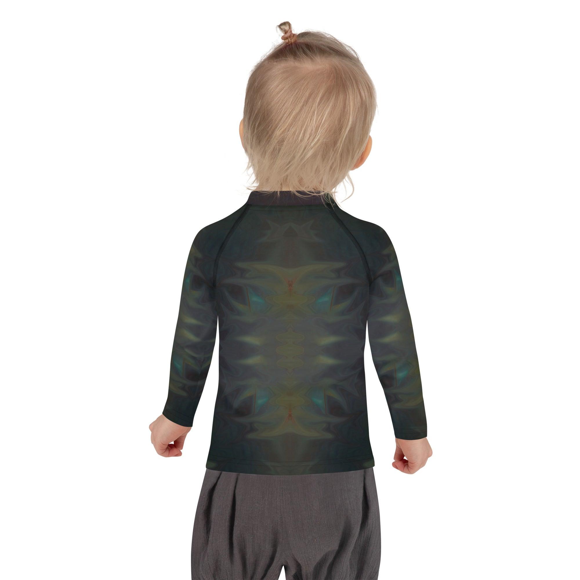 Close-up of the CB3-75 kids rash guard fabric and stitching detail.