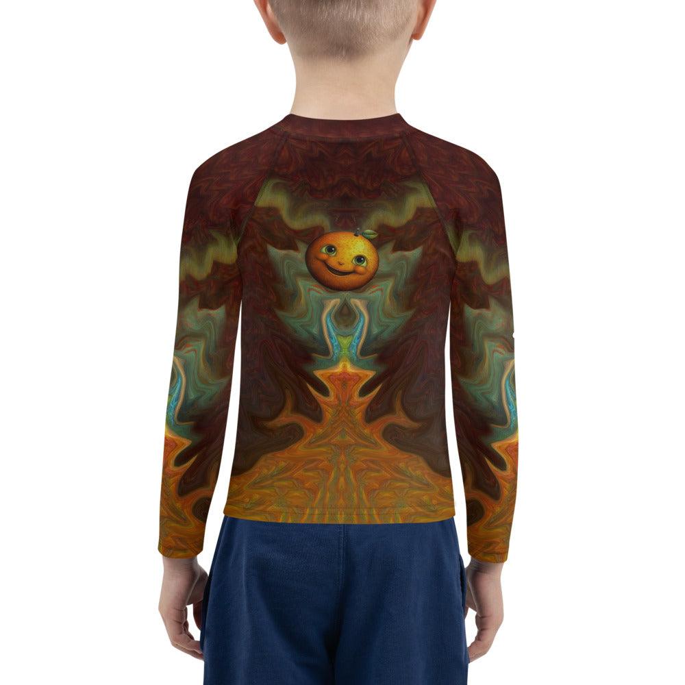 Back view of CB3-92 Kids Rash Guard showcasing UV protection fabric
