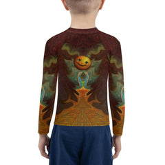 Back view of CB3-92 Kids Rash Guard showcasing UV protection fabric