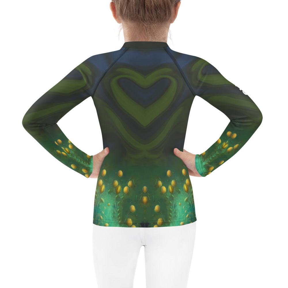 Child wearing CB3-81 Rash Guard while surfing.