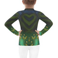 Child wearing CB3-81 Rash Guard while surfing.