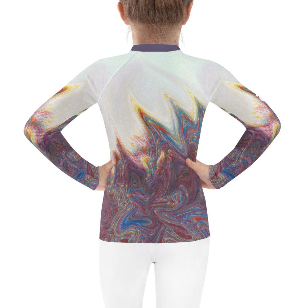 Child wearing CB3-99 rash guard swimming in the pool.