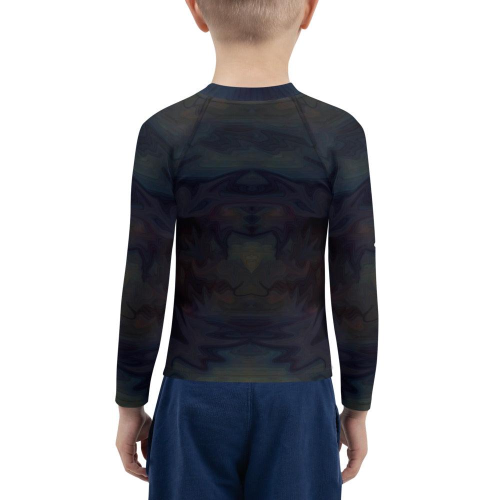 Close-up of the CB3-89 Kids Rash Guard material showcasing UV protection features