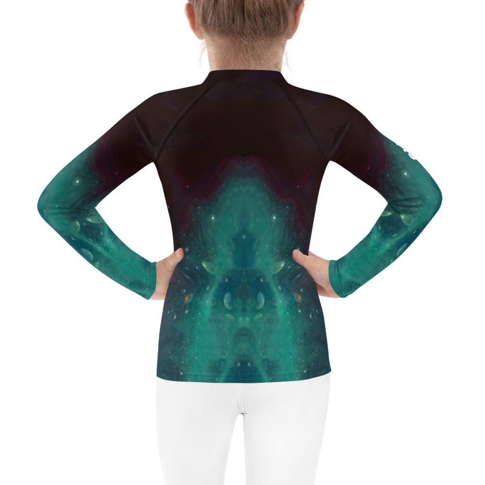 Close-up of CB3-124 Kids Rash Guard fabric showing the material quality.