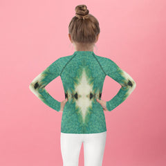Close-up of CB3-74 Kids Rash Guard fabric and quality stitching