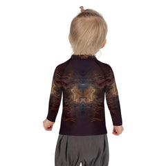 Boy surfing wearing durable CB3-107 kids rash guard