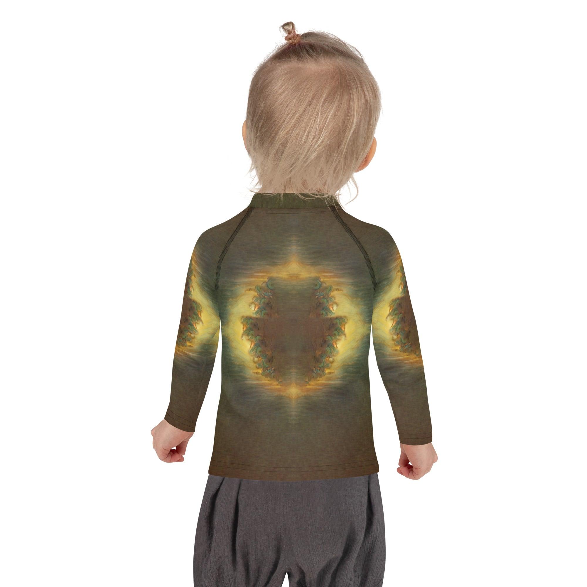 Close-up of CB3-116 Kids Rash Guard fabric and stitching