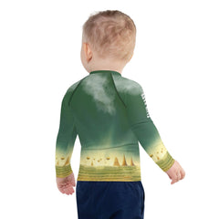 Close-up of CB3-122 kids rash guard material and stitching