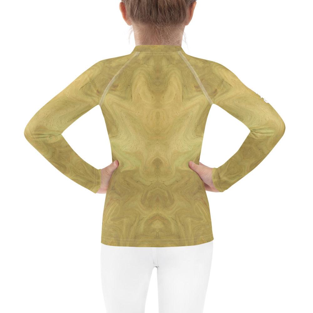 Close-up of CB3-132 kids rash guard fabric and design