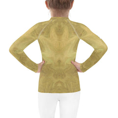 Close-up of CB3-132 kids rash guard fabric and design