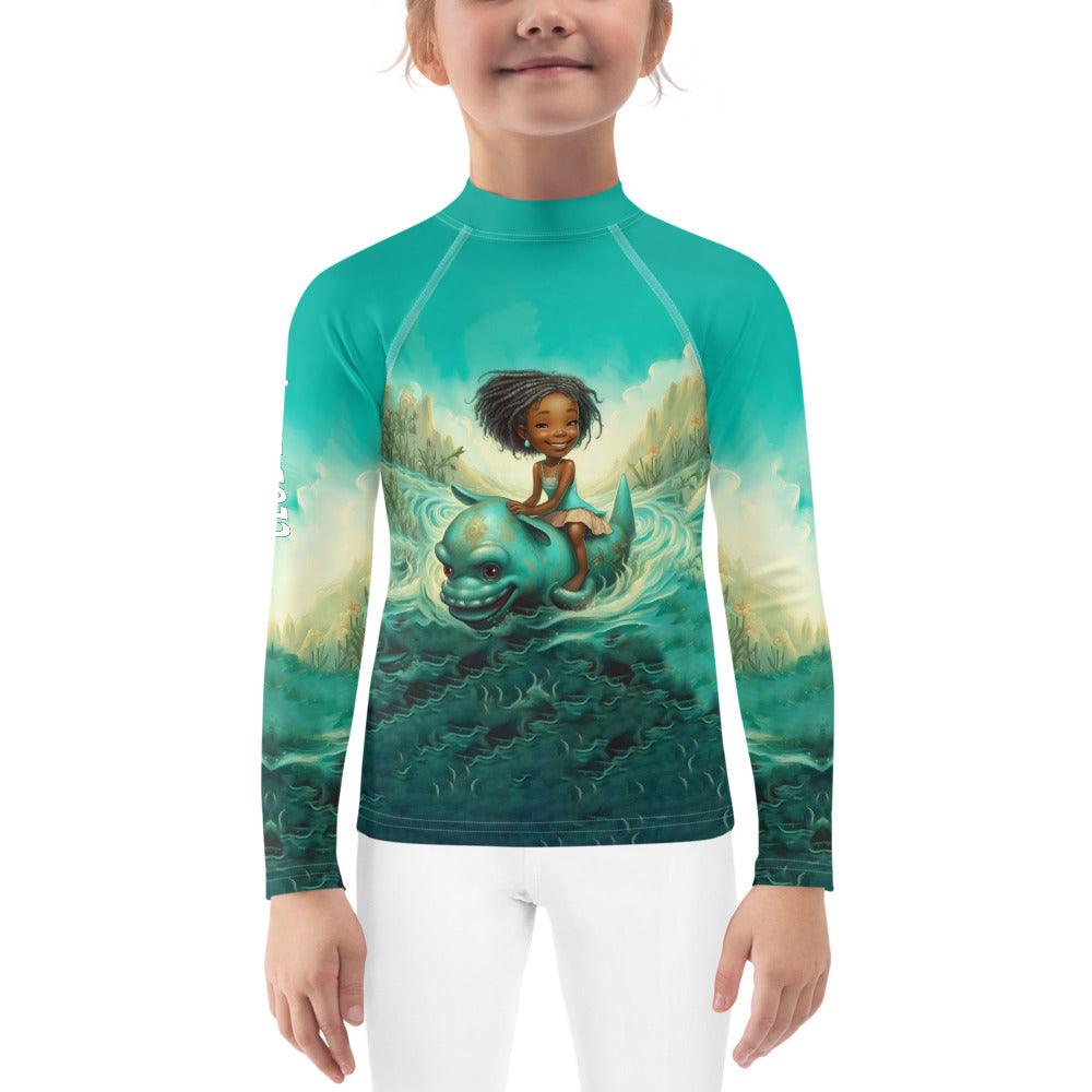 CB6-07 kids rash guard front view - vibrant colors for sun safety