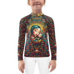 Close-up of CB3-73 Kids Rash Guard fabric and stitching
