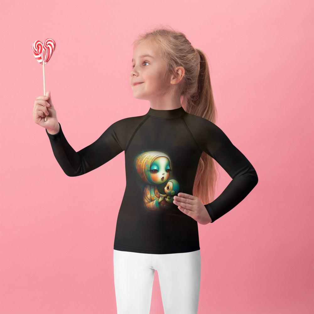 Child wearing CB3-72 Kids Rash Guard for sun protection