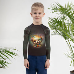 Child wearing CB3-78 Kids Rash Guard swimming in the pool