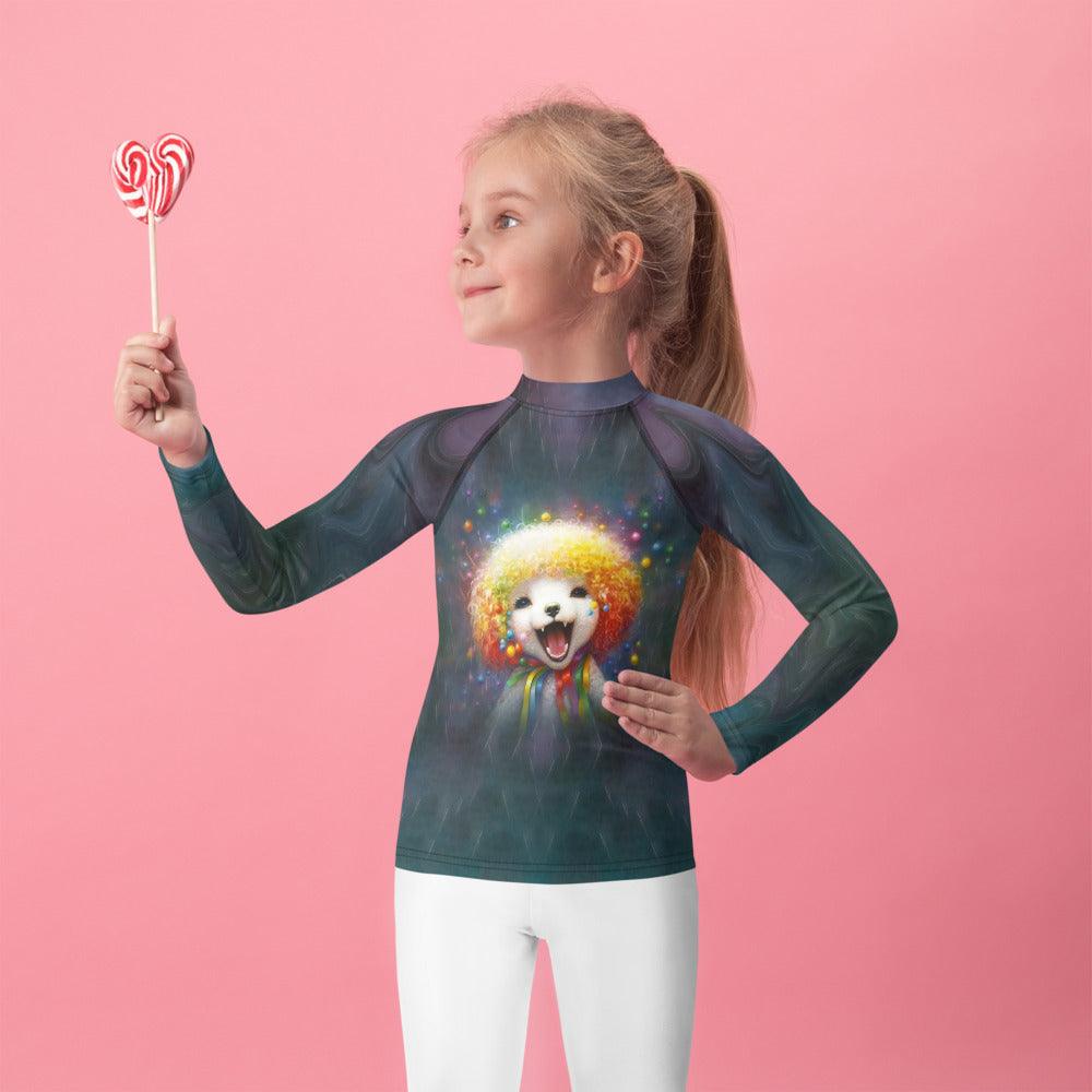 Child wearing CB3-103 rash guard playing at the beach