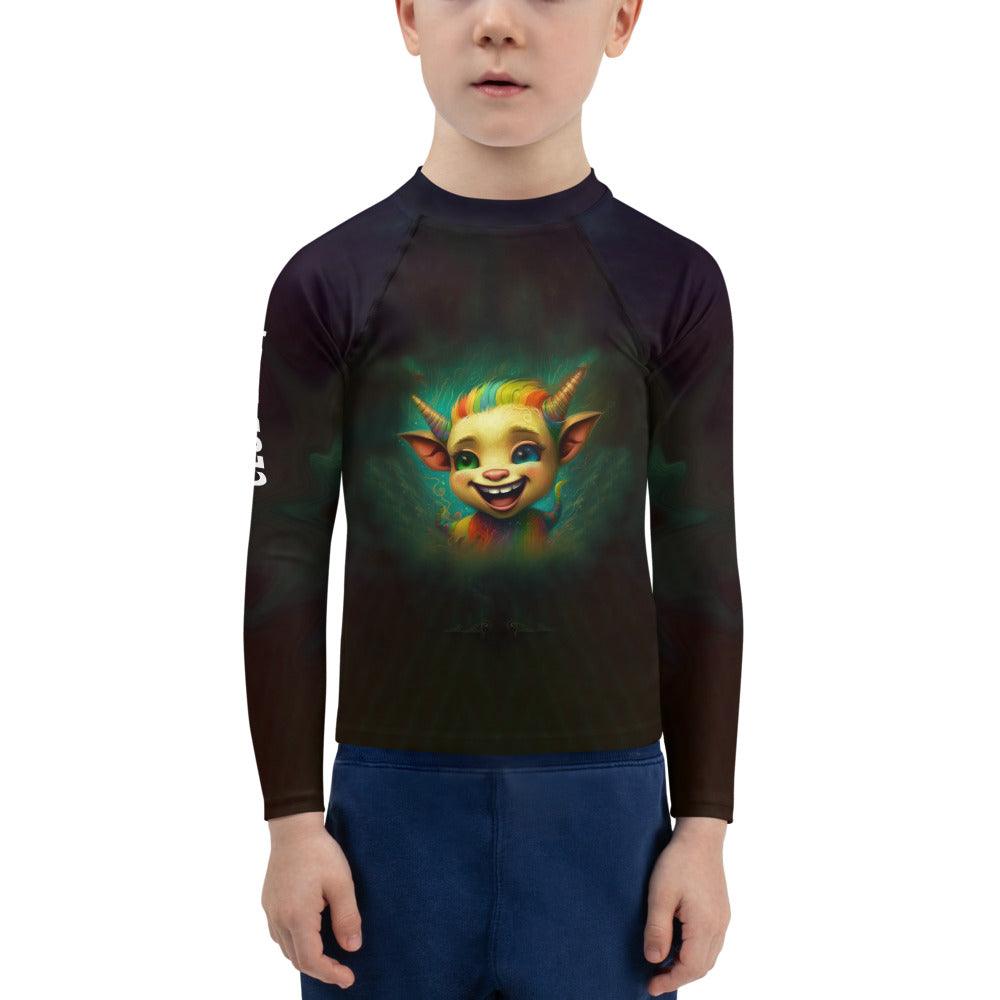 Rear view of the CB3-90 Kids Rash Guard - breathable fabric