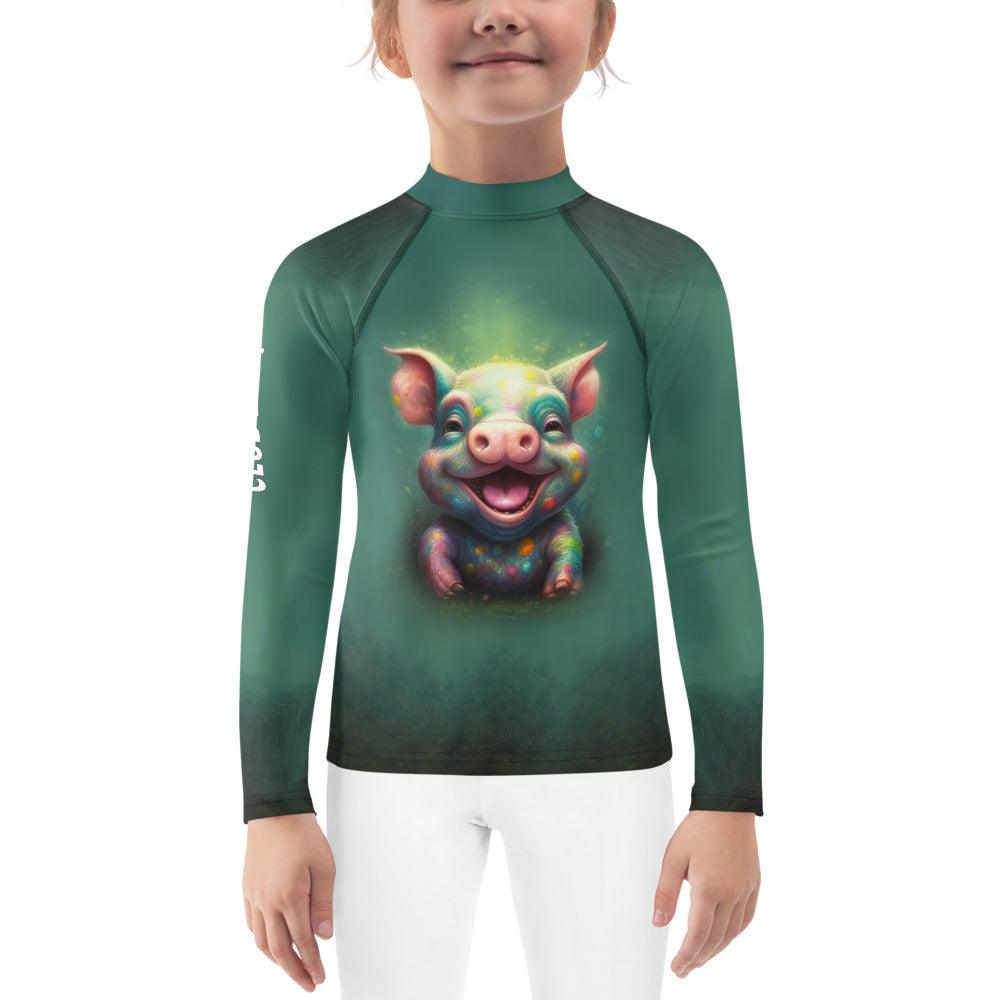 Child wearing CB3-96 Rash Guard while playing on the beach