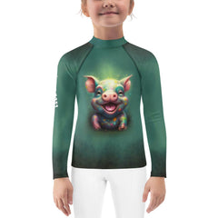 Child wearing CB3-96 Rash Guard while playing on the beach