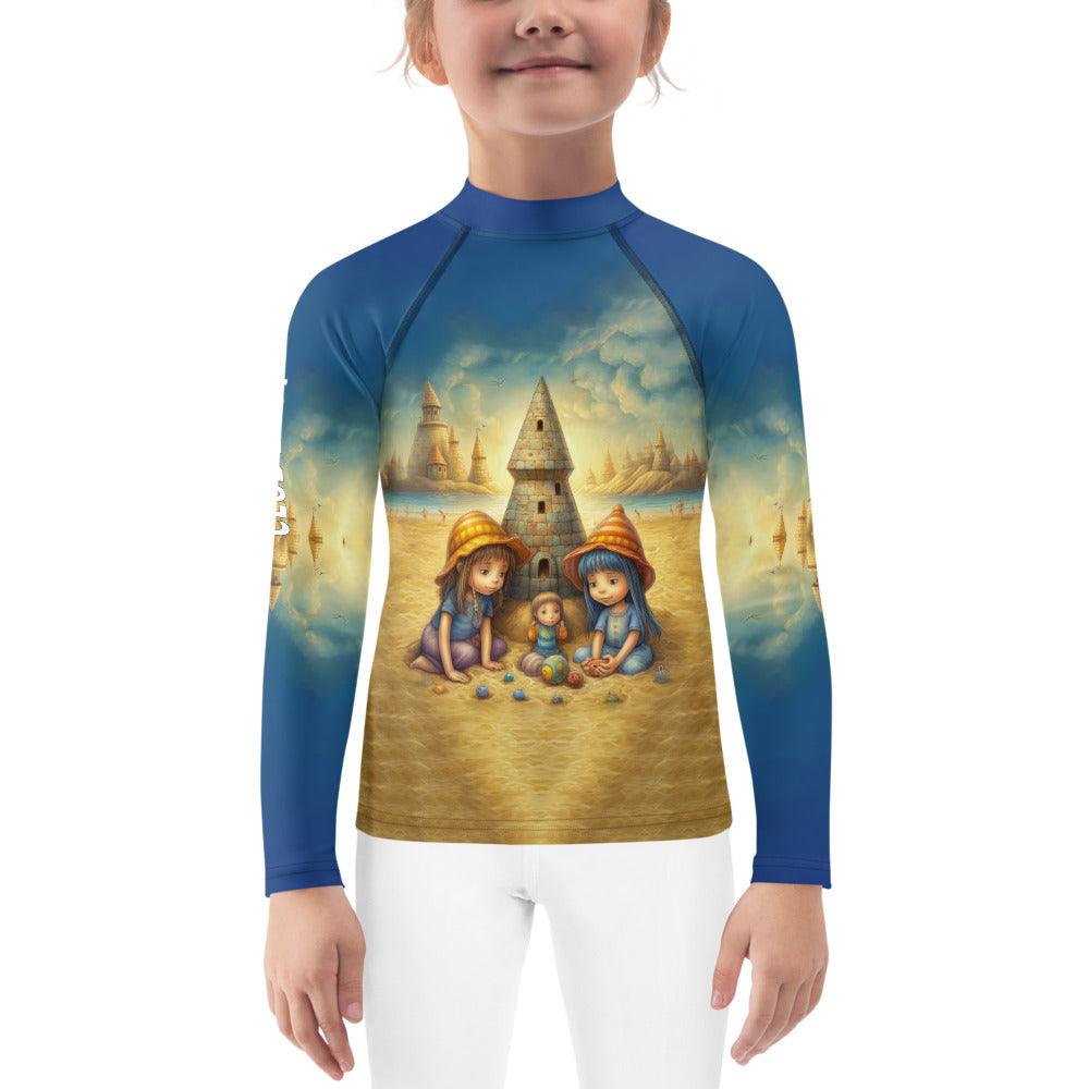 Child wearing CB3-121 Kids Rash Guard in the pool