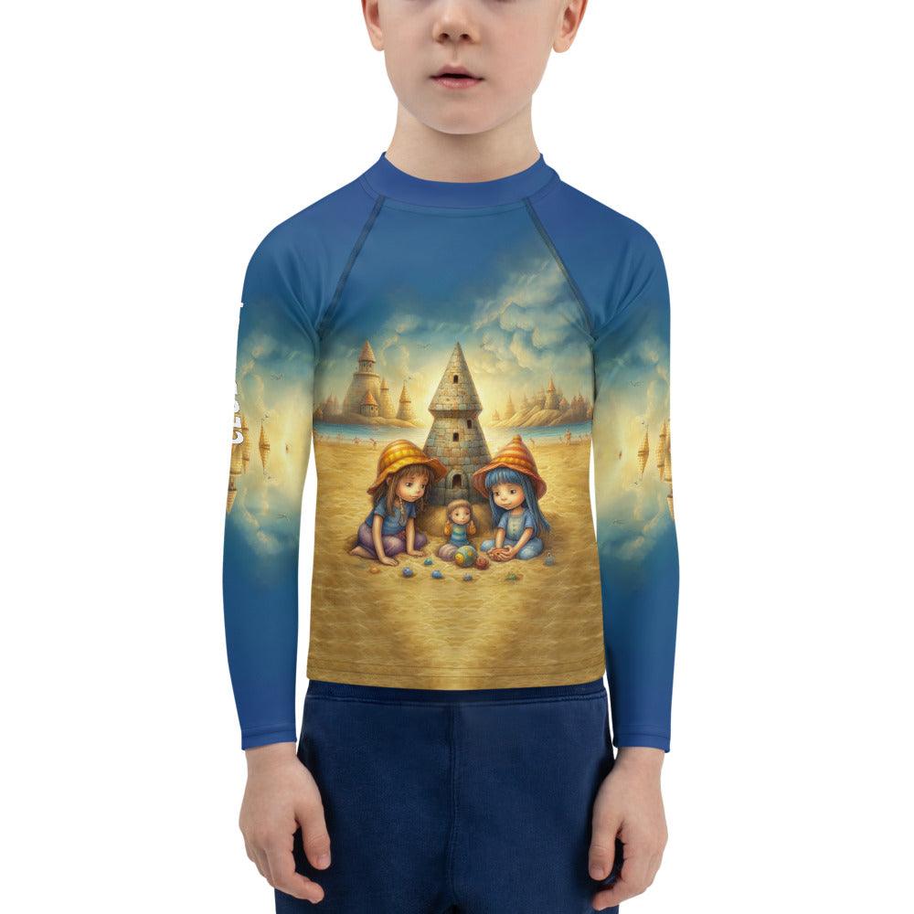 Kid surfing wearing CB3-121 Rash Guard for sun protection