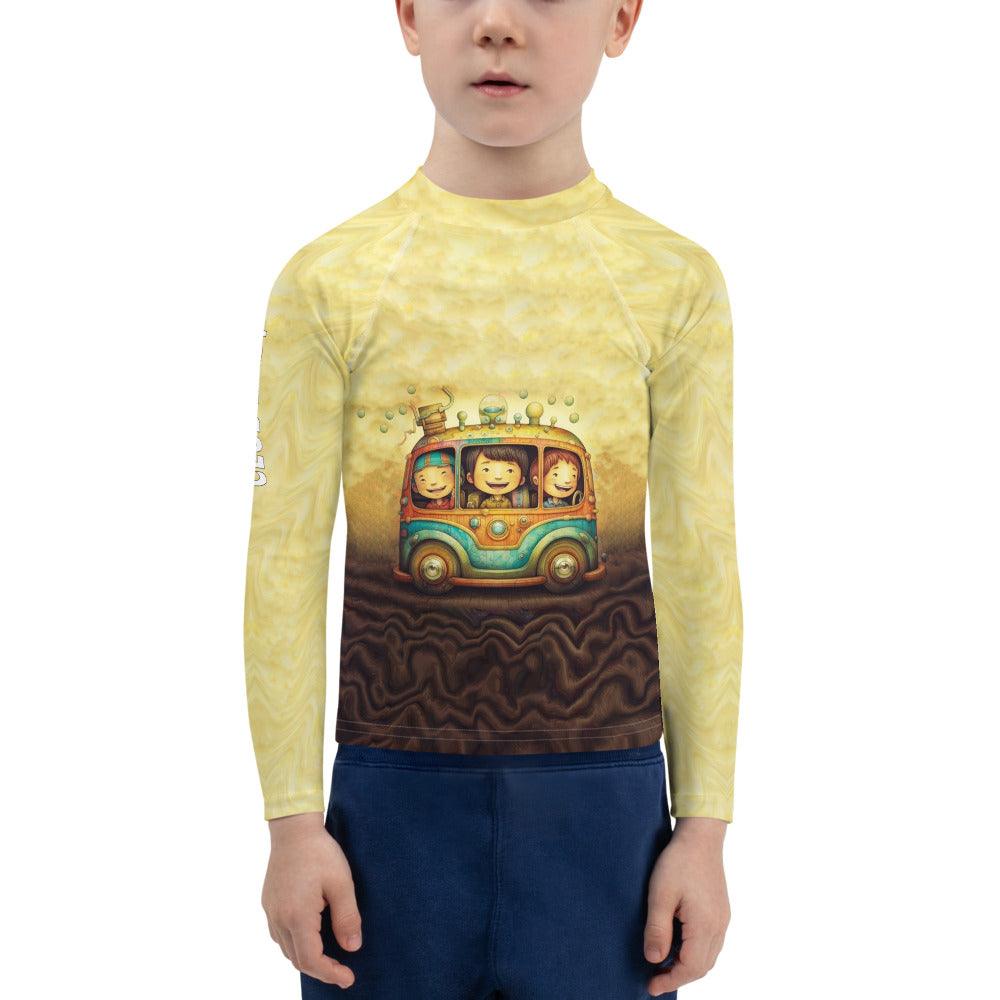 Child wearing CB3-115 rash guard while swimming