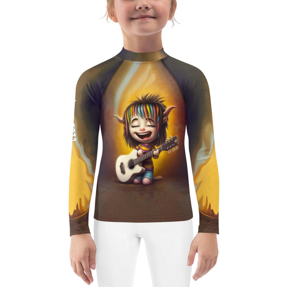 Child wearing CB3-106 rash guard while playing in the water