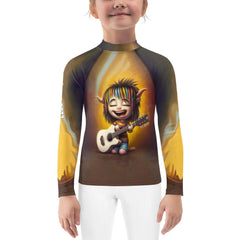 Child wearing CB3-106 rash guard while playing in the water