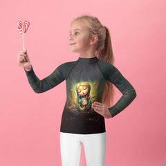 CB3-75 kids rash guard front view on white background.