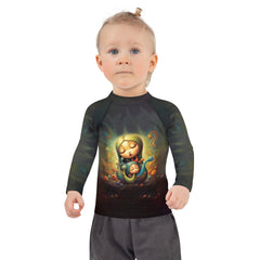 CB3-75 rash guard for kids in action, swimming.