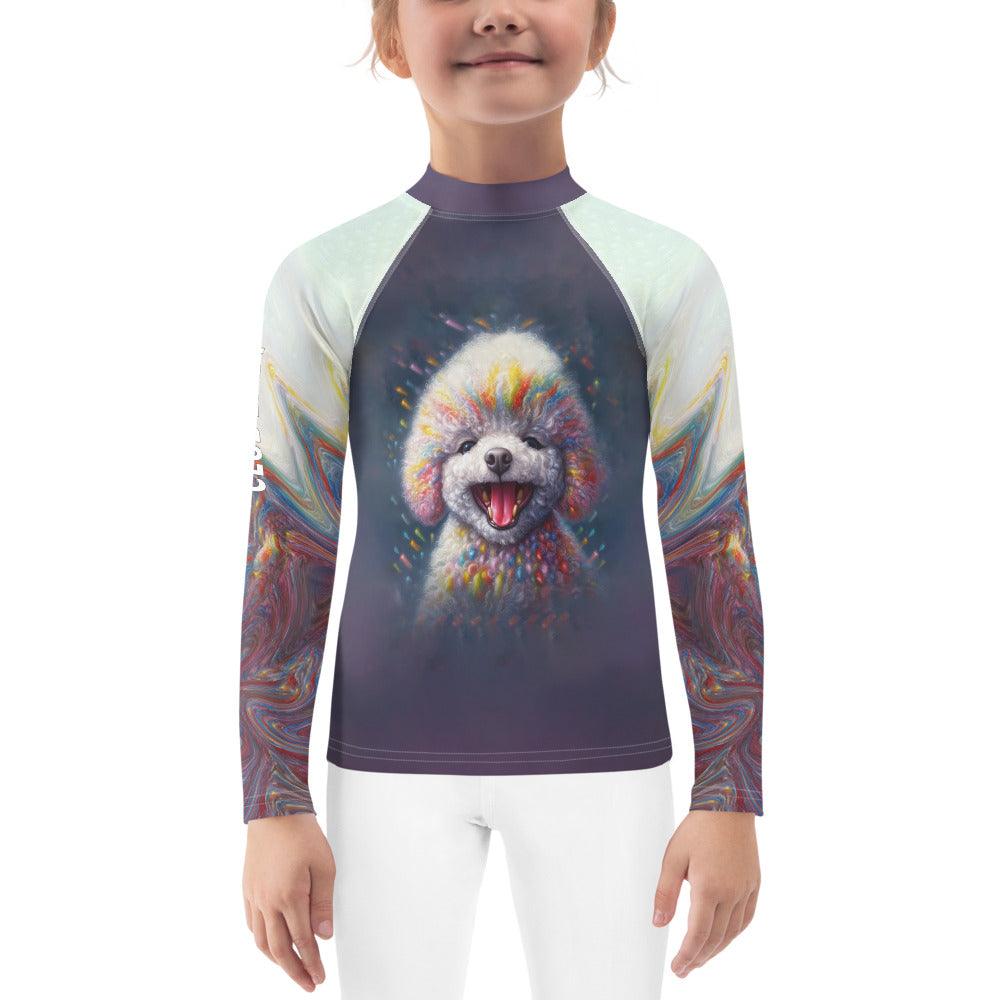 CB3-99 kids rash guard front view on white background.