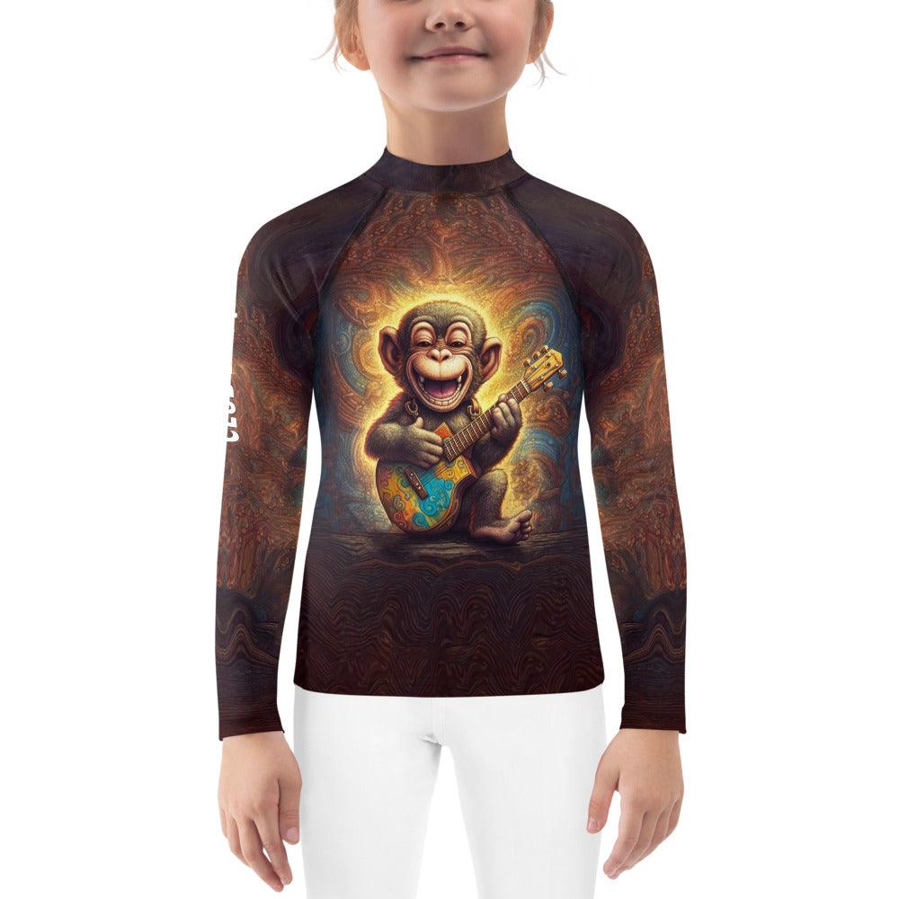 Child swimming in the pool wearing the CB3-93 rash guard