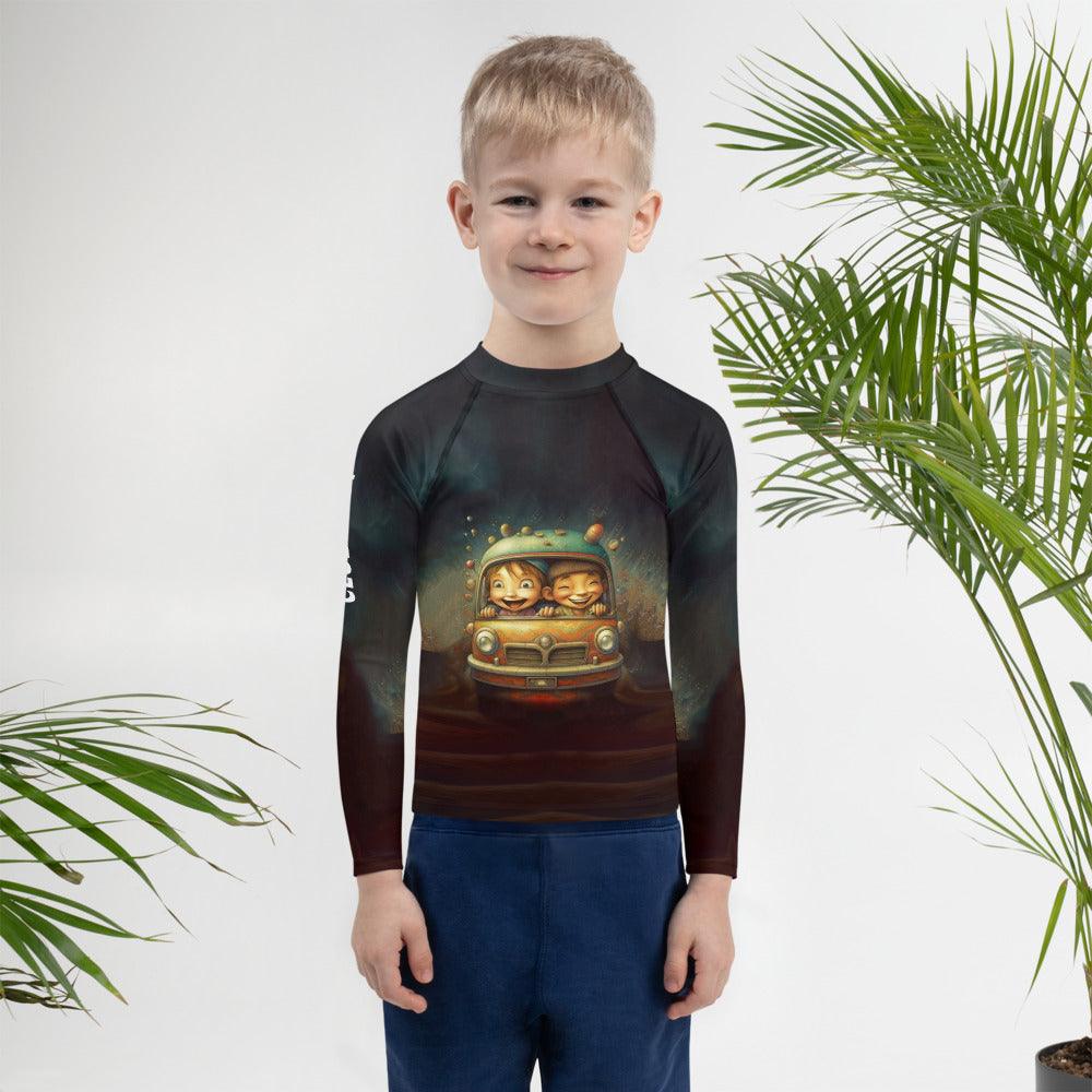 CB3-112 Kids Rash Guard front view on child model