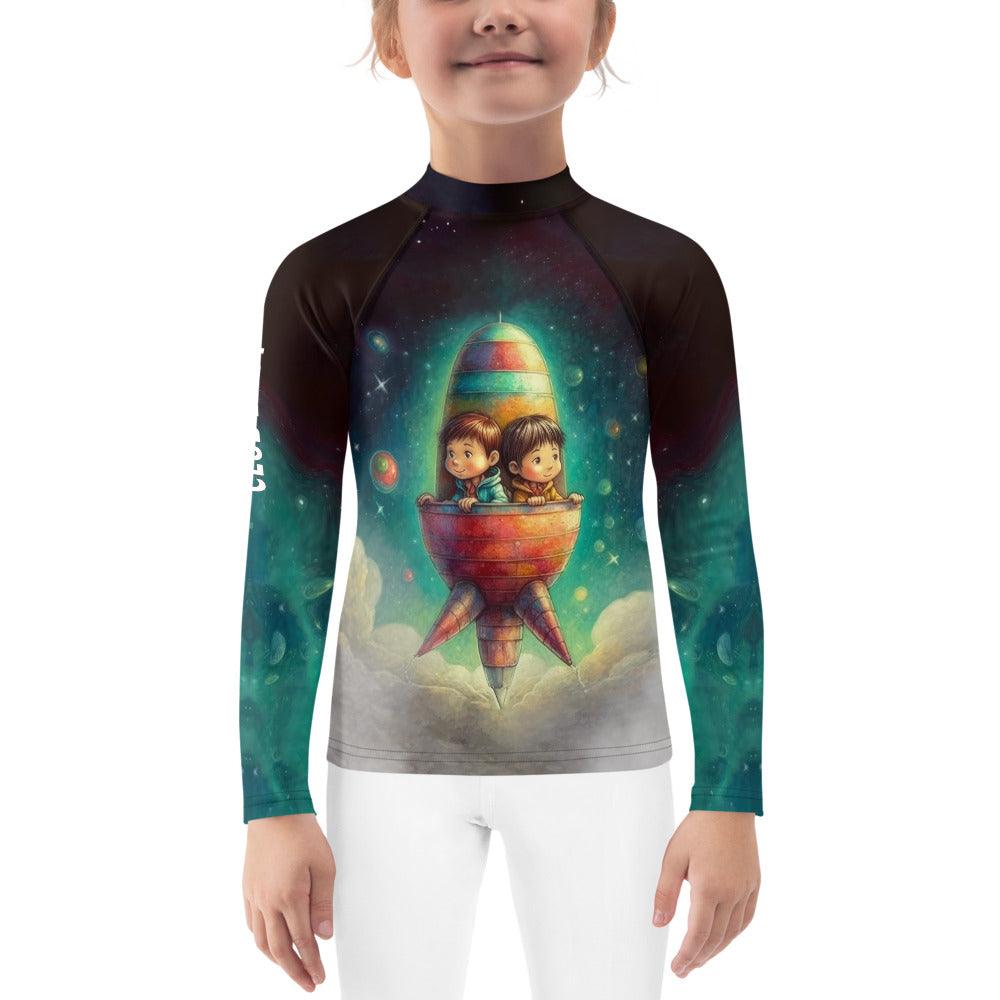 Child wearing CB3-124 Kids Rash Guard in action during a sports activity.