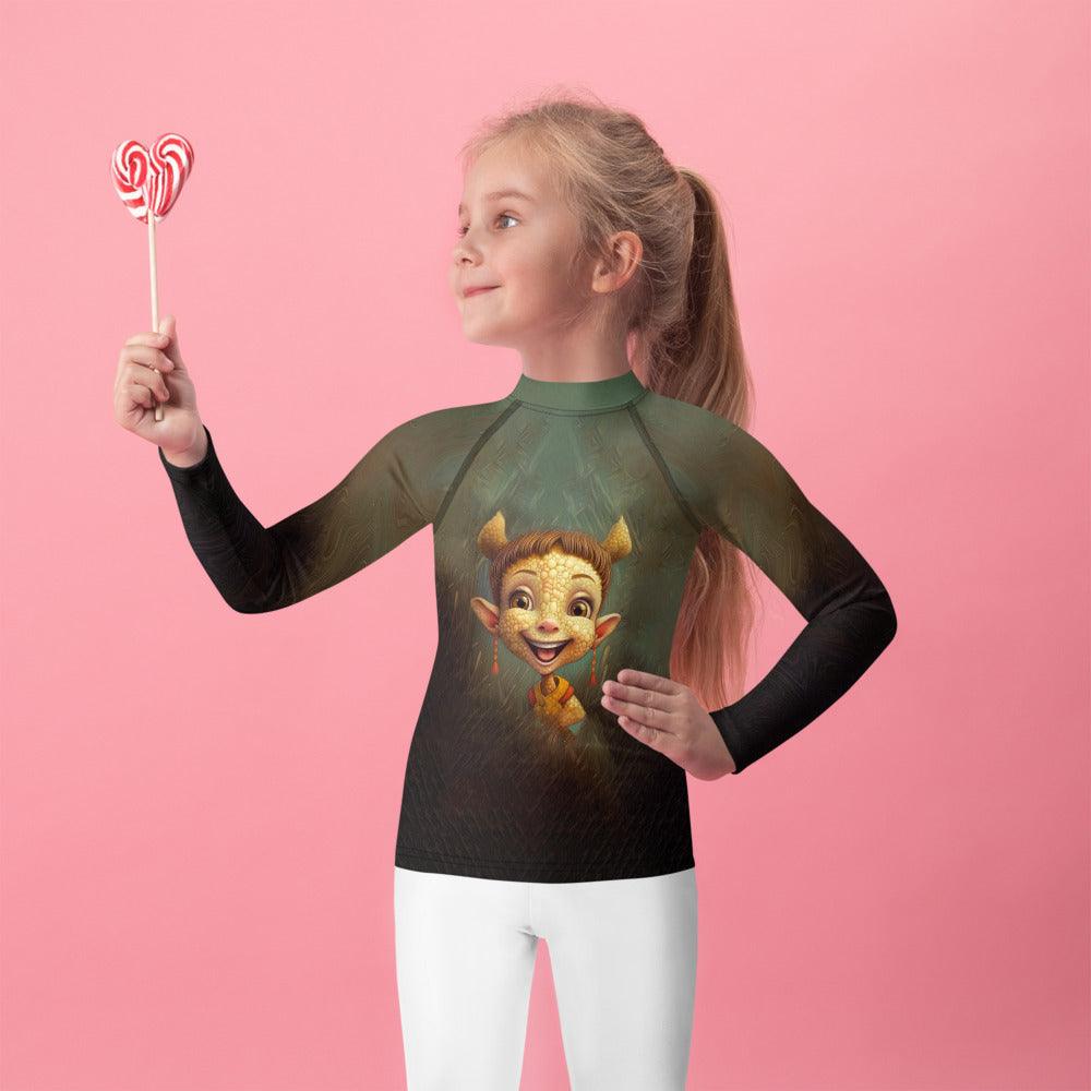 CB3-83 Kids Rash Guard front view on white background.
