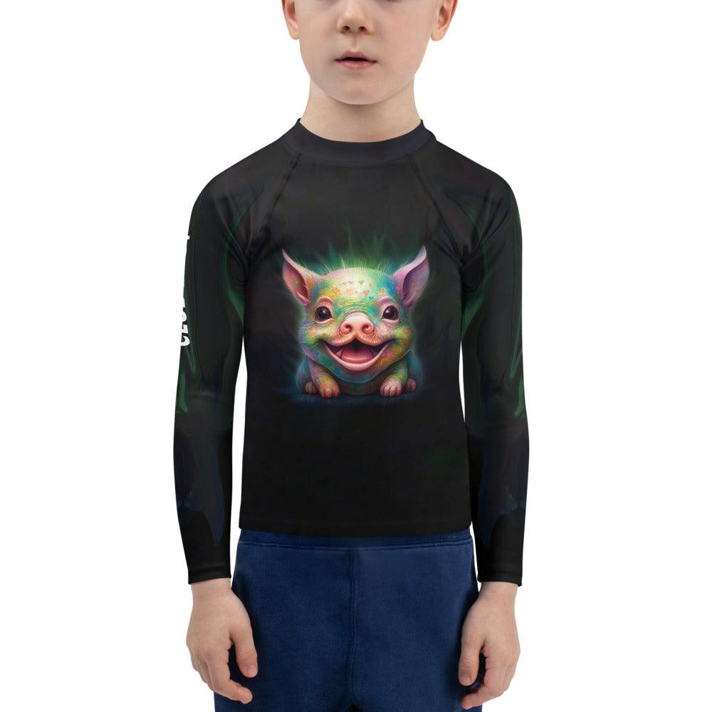 CB3-98 Kids Rash Guard front view on child model