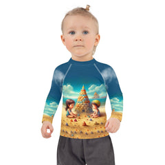 CB3-120 Kids Rash Guard on hanger against white background