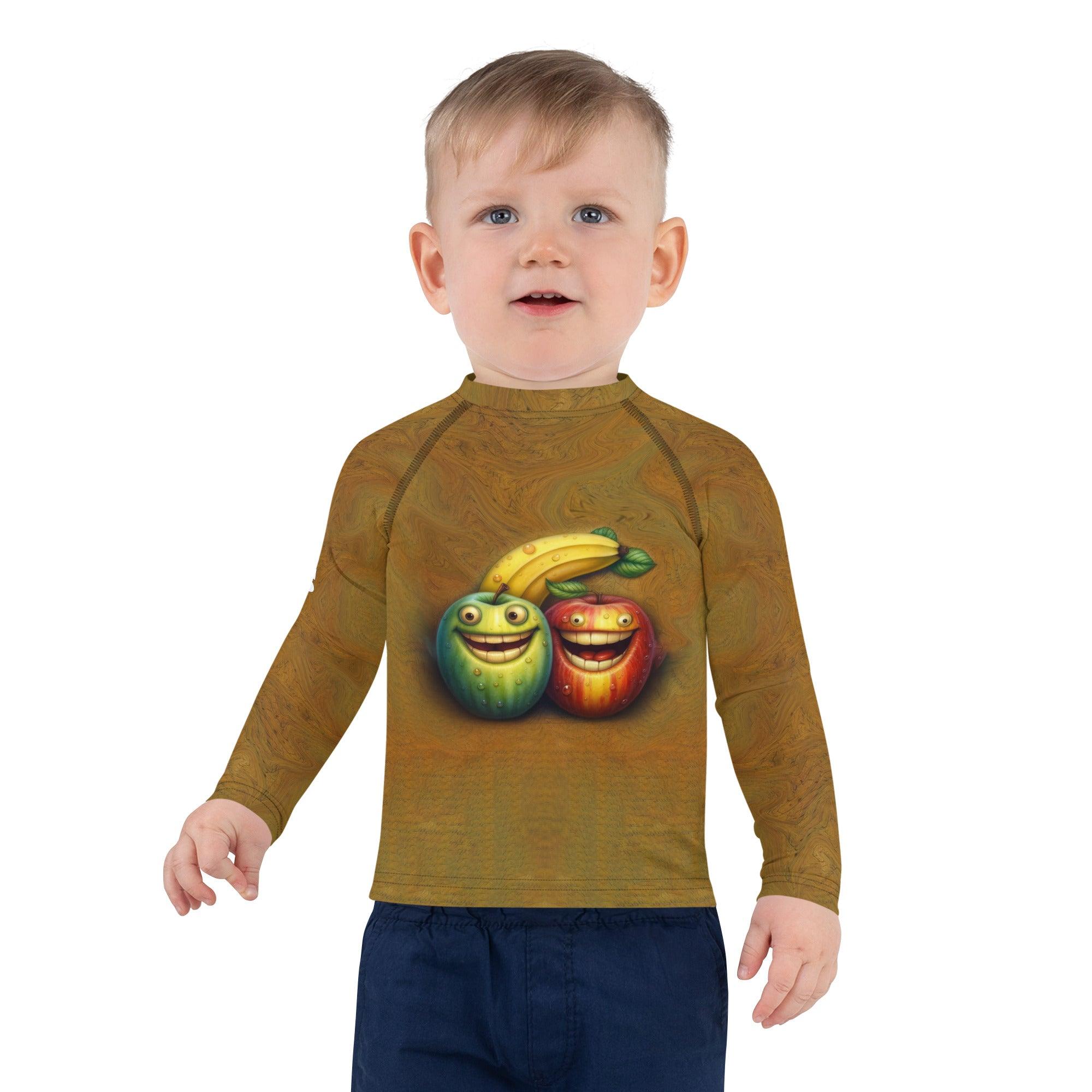 Child wearing CB3-126 Kids Rash Guard at the beach