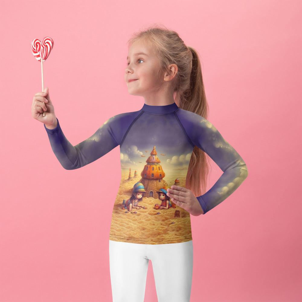 CB3-117 kids rash guard front view on white background.
