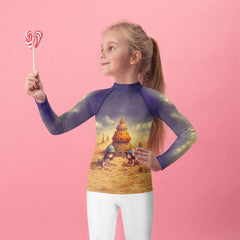 CB3-117 kids rash guard front view on white background.