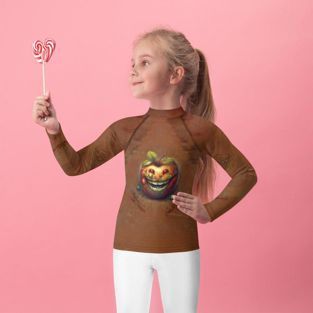 Back view of child wearing CB3-130 Kids Rash Guard