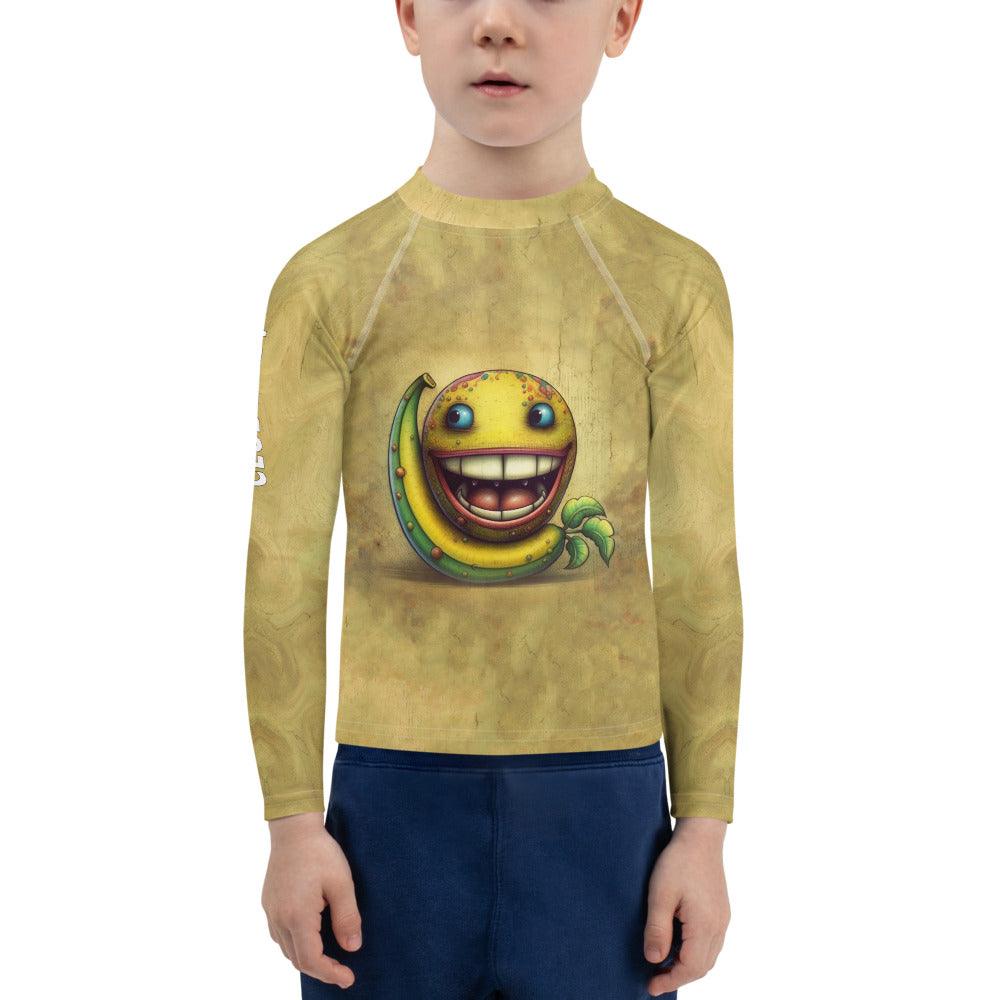 Child wearing CB3-132 kids rash guard while swimming