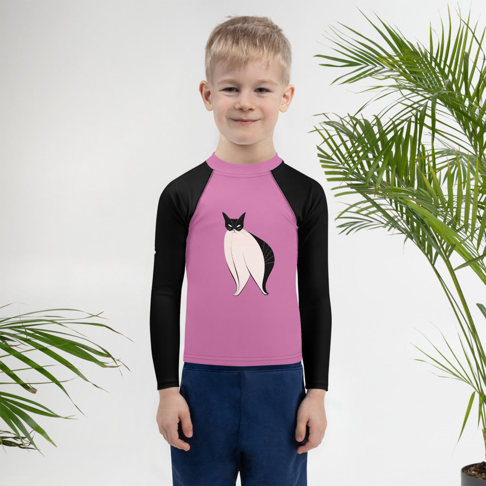 Kitty’s Kite Flying By The Sea Kids Rash Guard